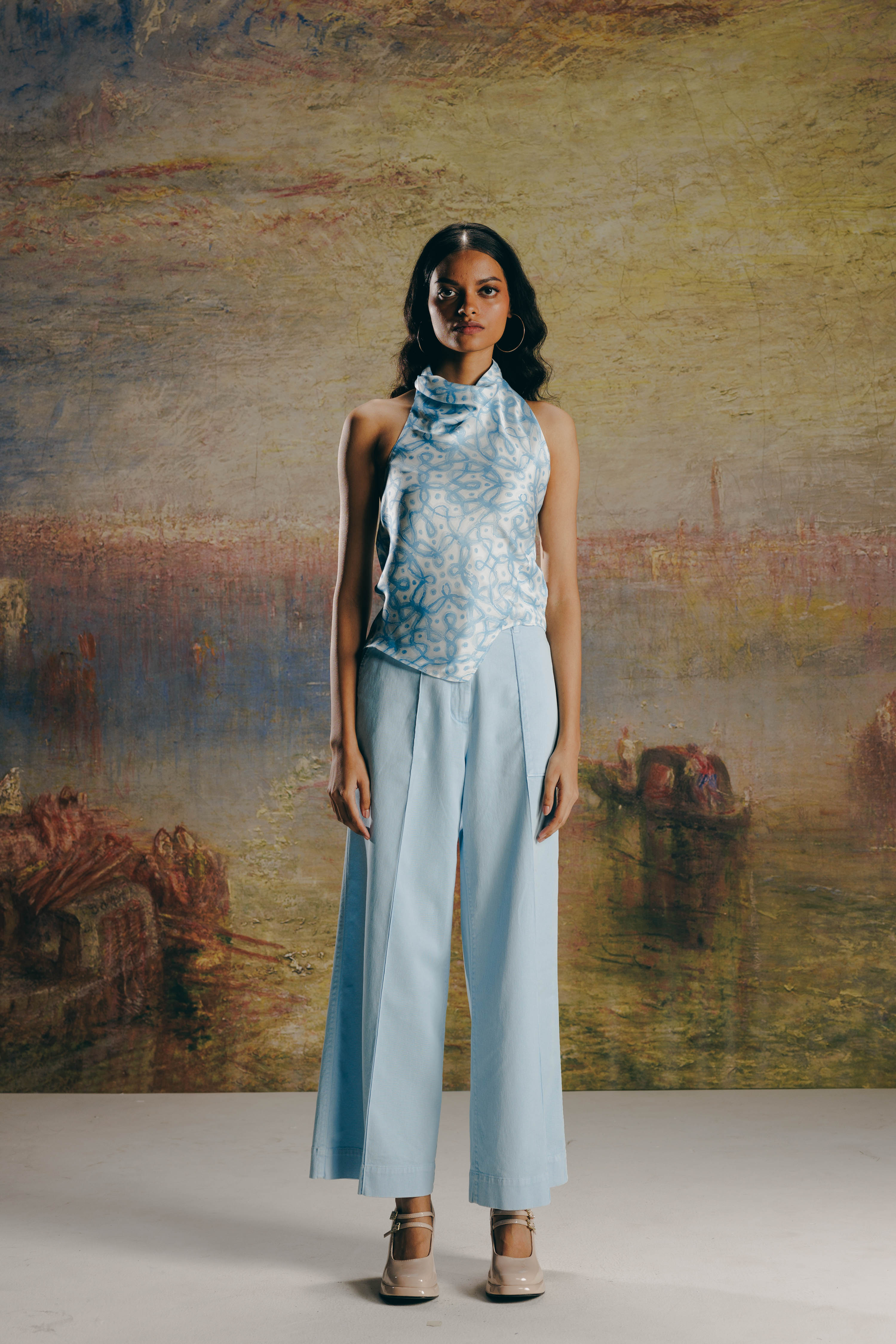Water-colour Kolam Draped Top