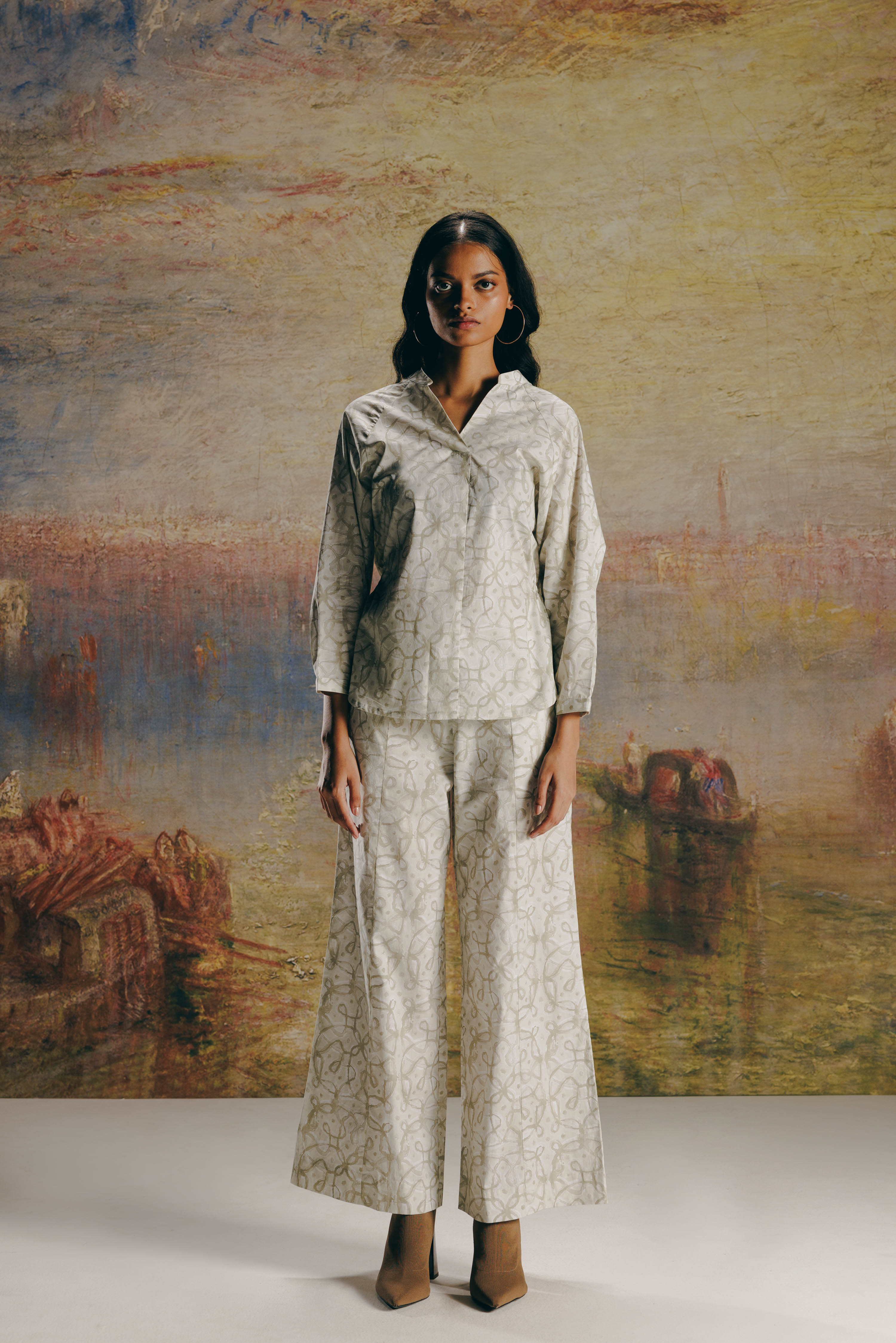 Watercolor Kolam Tunic Shirt & Pant Co-ord