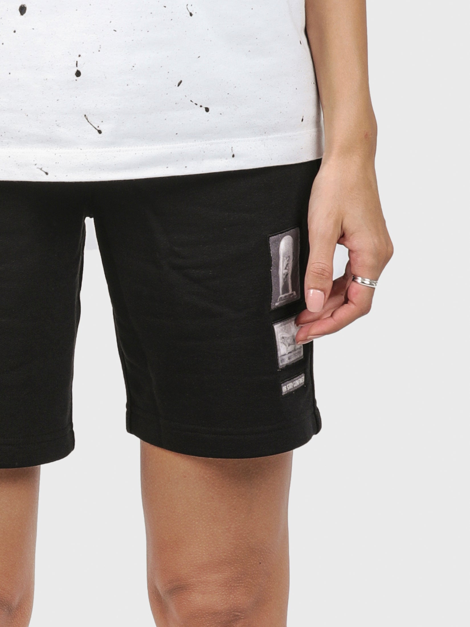 STAY CONFINED APPLIQUED FRENCH TERRY SHORTS