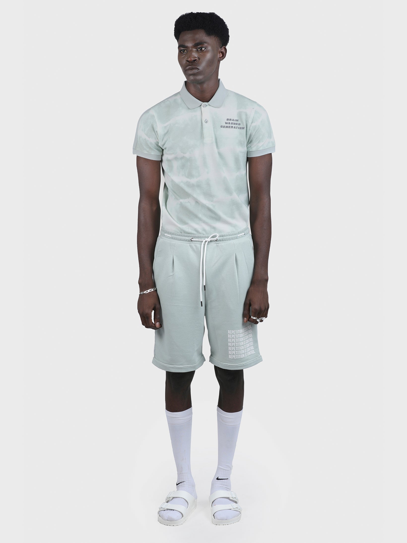 BRAINWASHED EMBROIDERED TIE DYE POLO