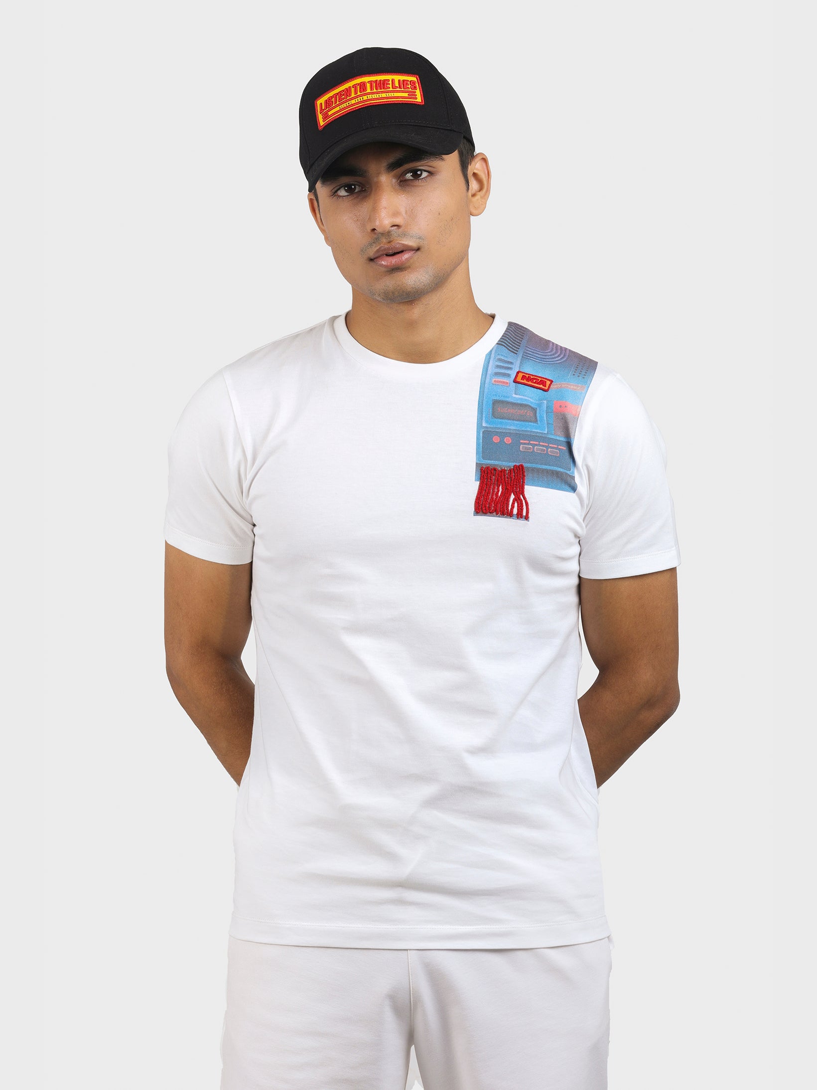 THE DIGITAL SELF CORD EMBROIDERED PRINTED TEE