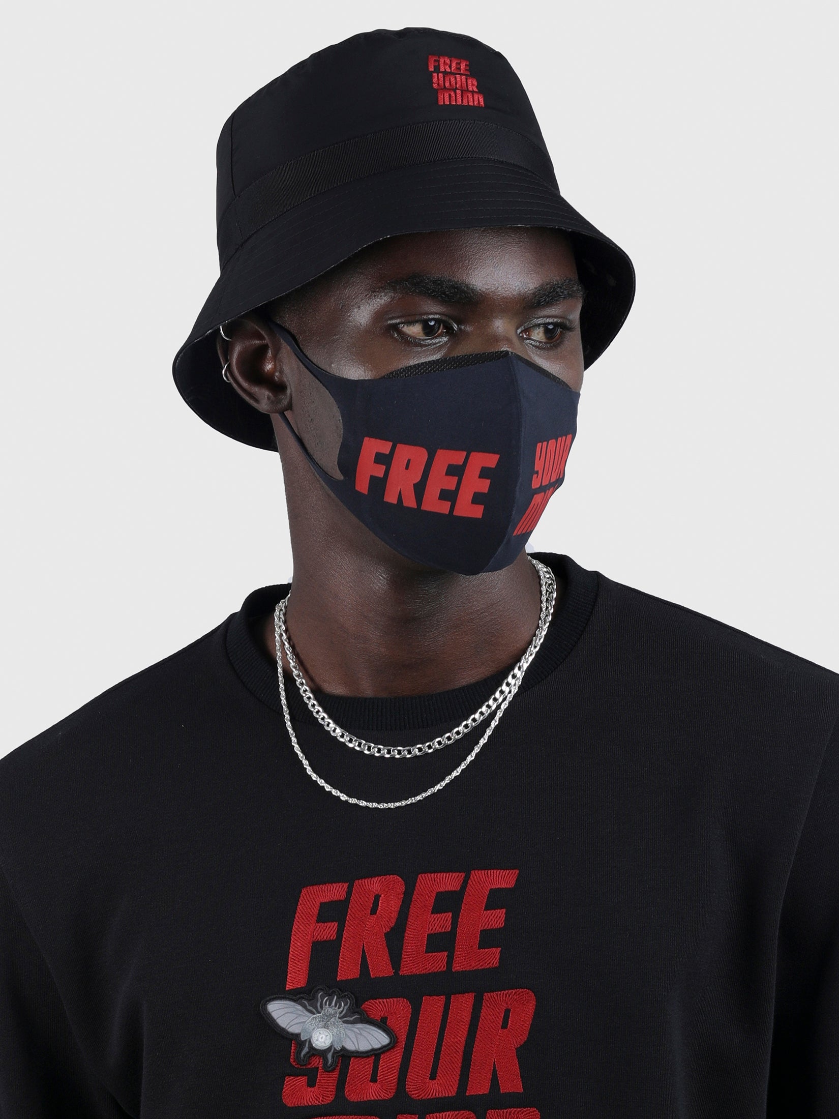 FREE YOUR MIND REVERSIBLE EMBROIDERED PRINTED BUCKET HAT