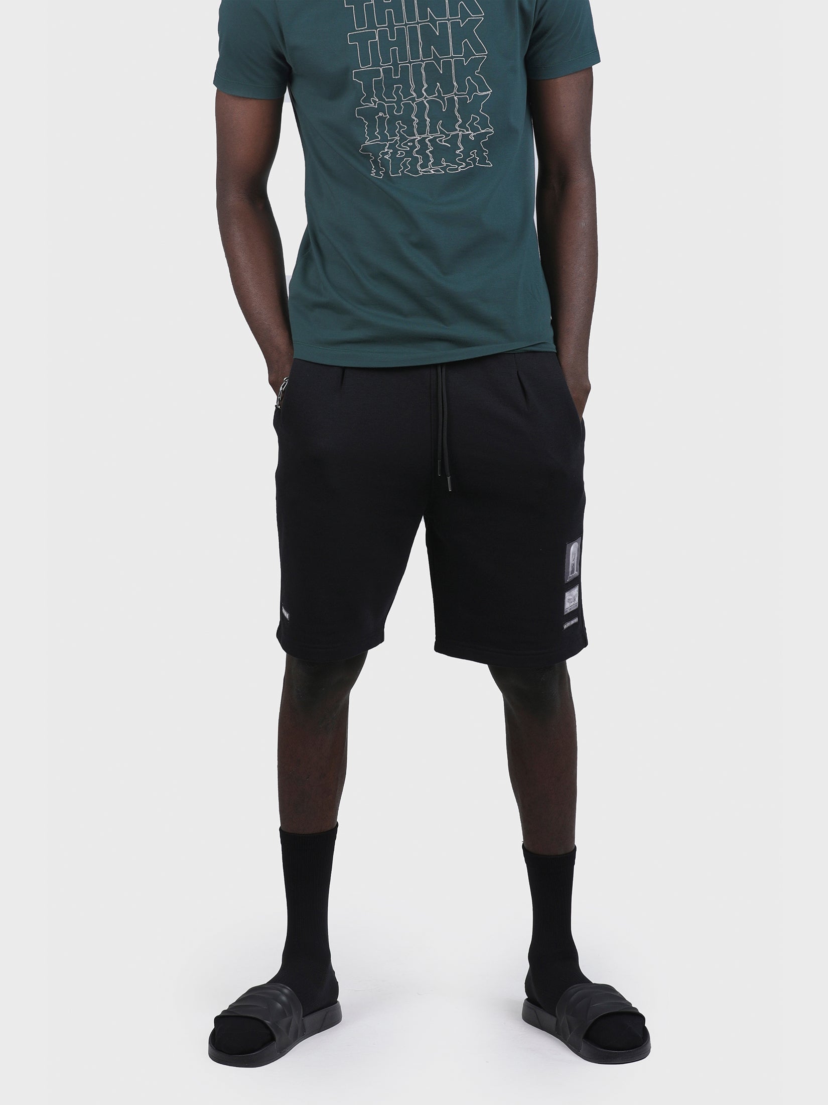 STAY CONFINED APPLIQUED FRENCH TERRY SHORTS