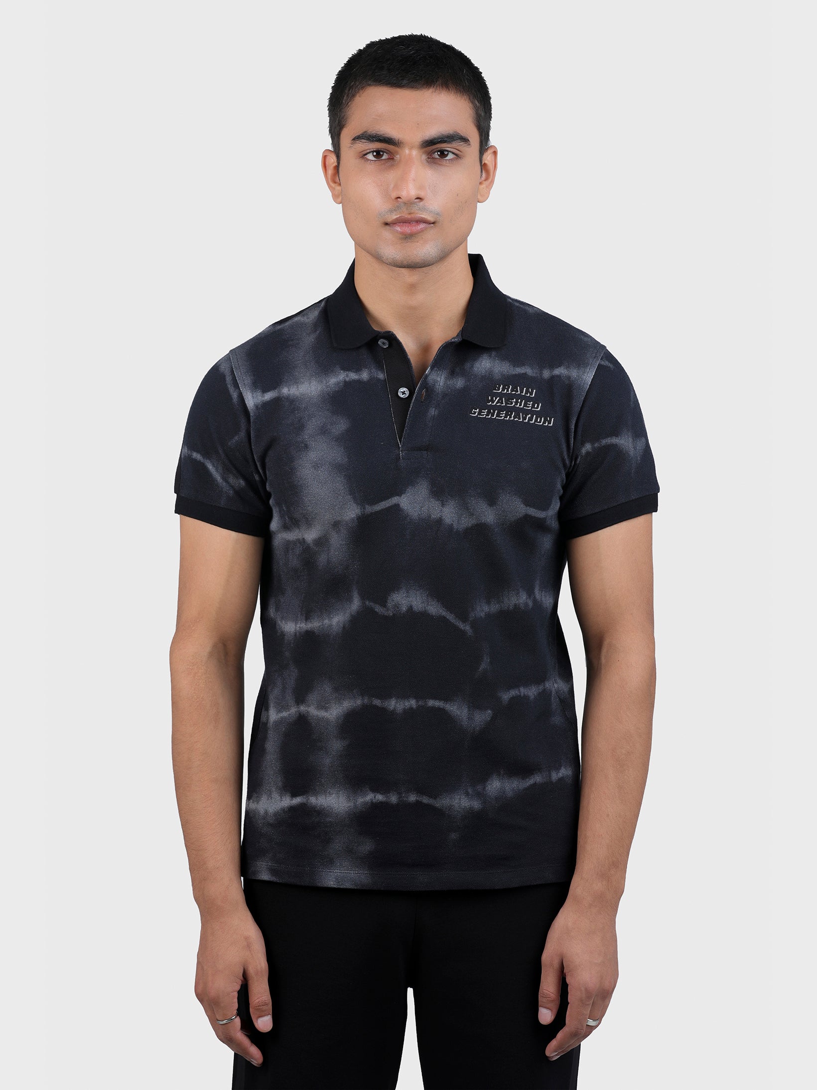 BRAINWASHED EMBROIDERED TIE DYE POLO