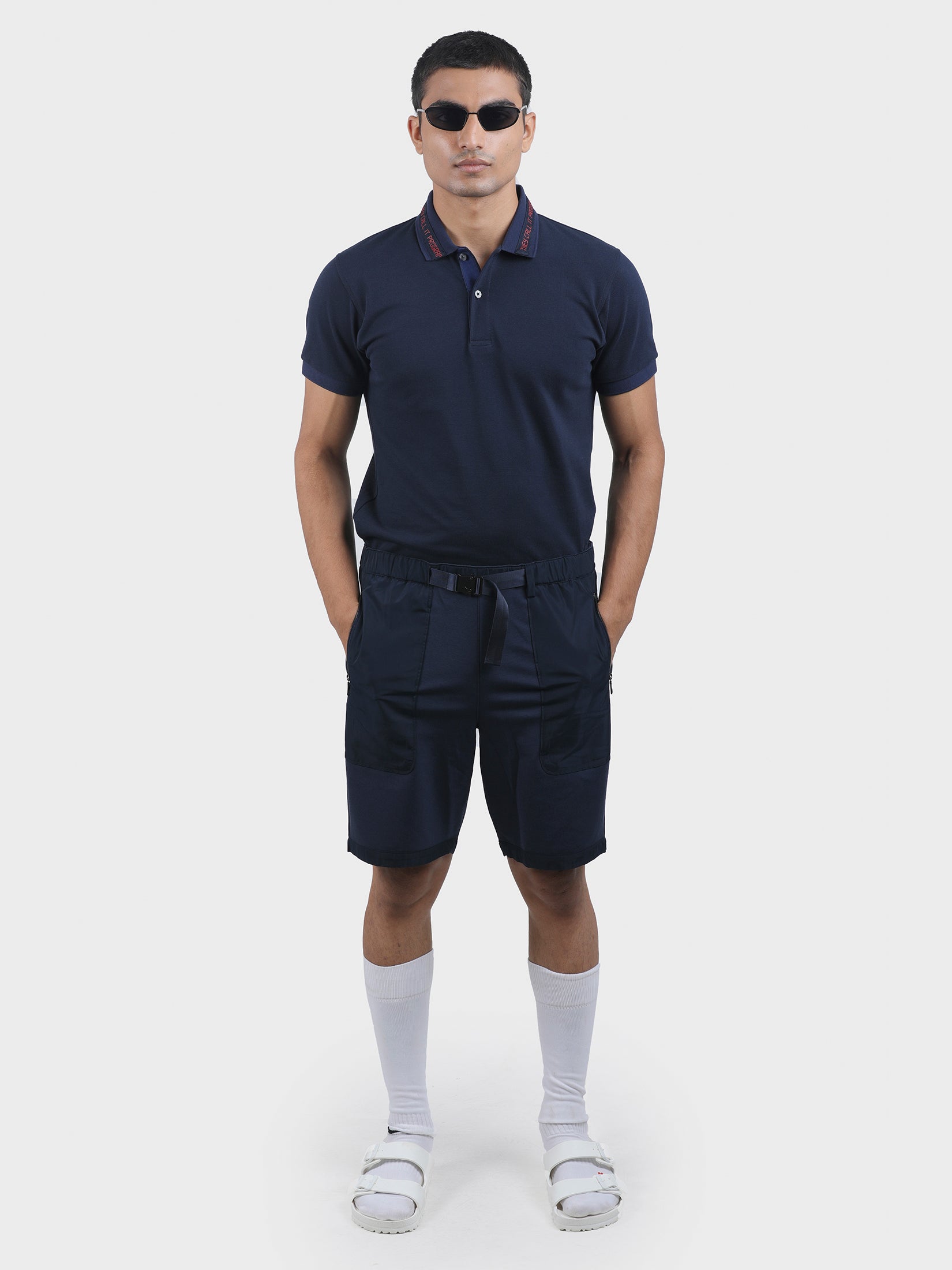 GREY AREA GUNMETAL BUCKLE SHORTS