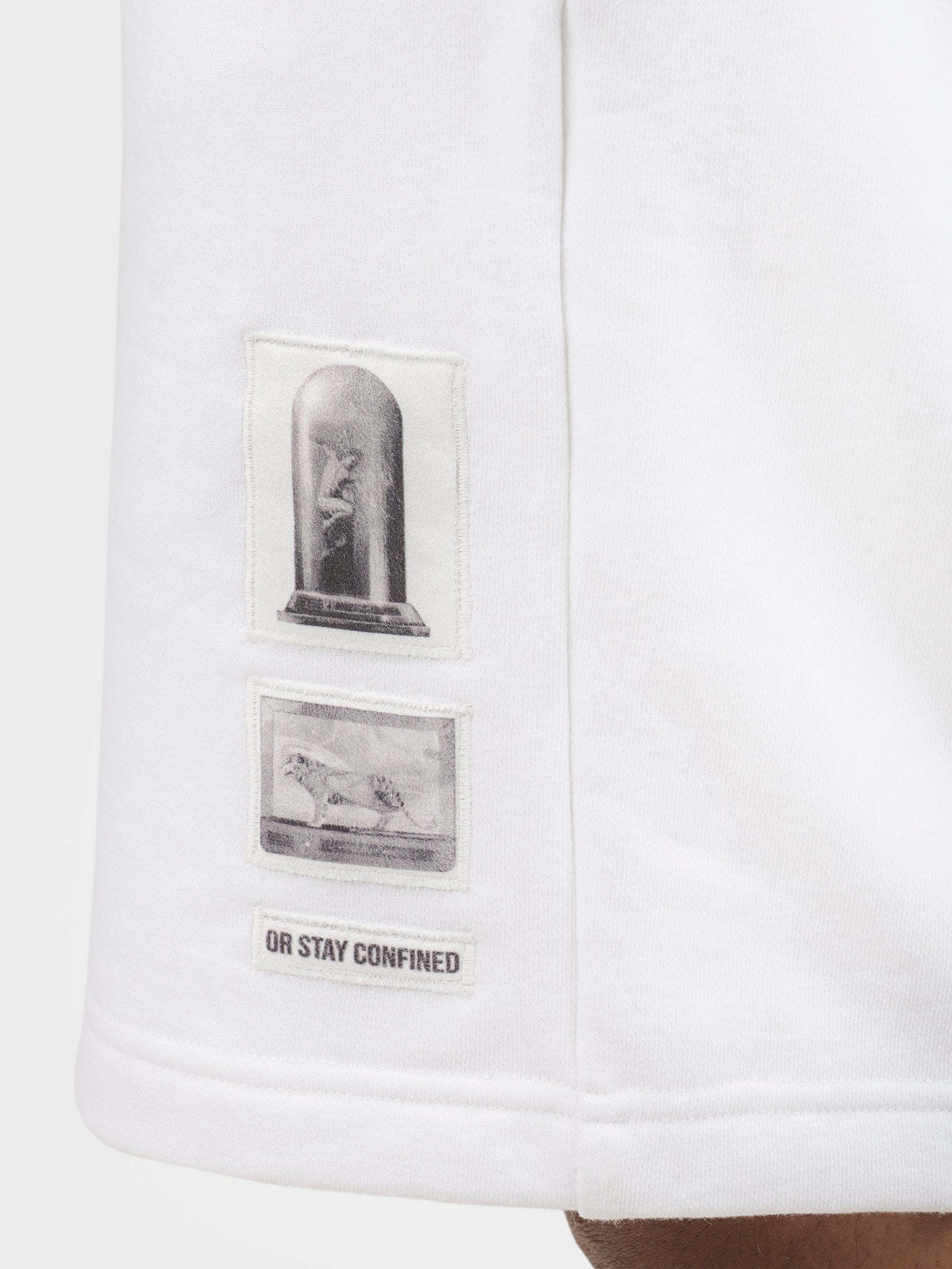STAY CONFINED APPLIQUED FRENCH TERRY SHORTS