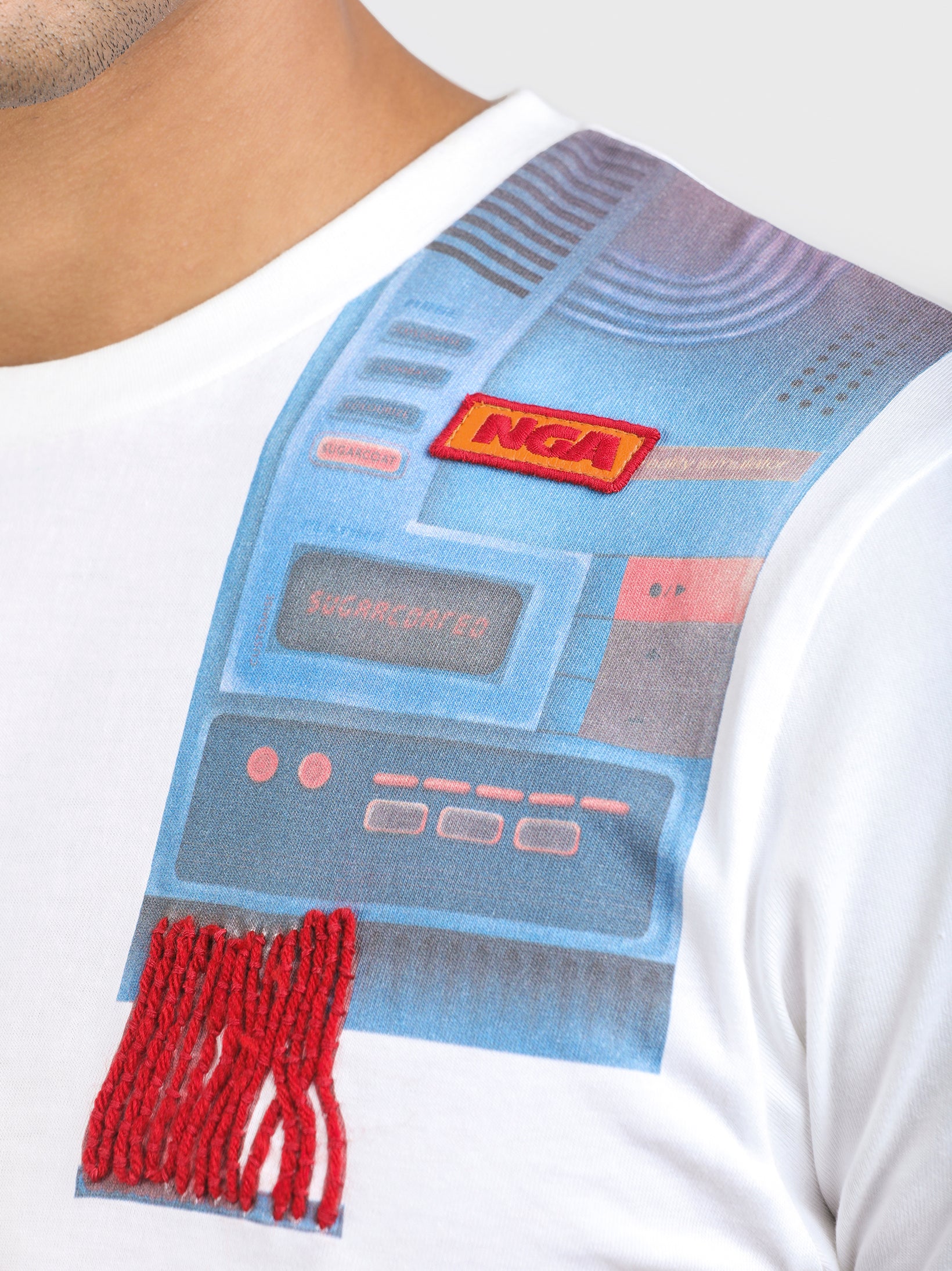 THE DIGITAL SELF CORD EMBROIDERED PRINTED TEE