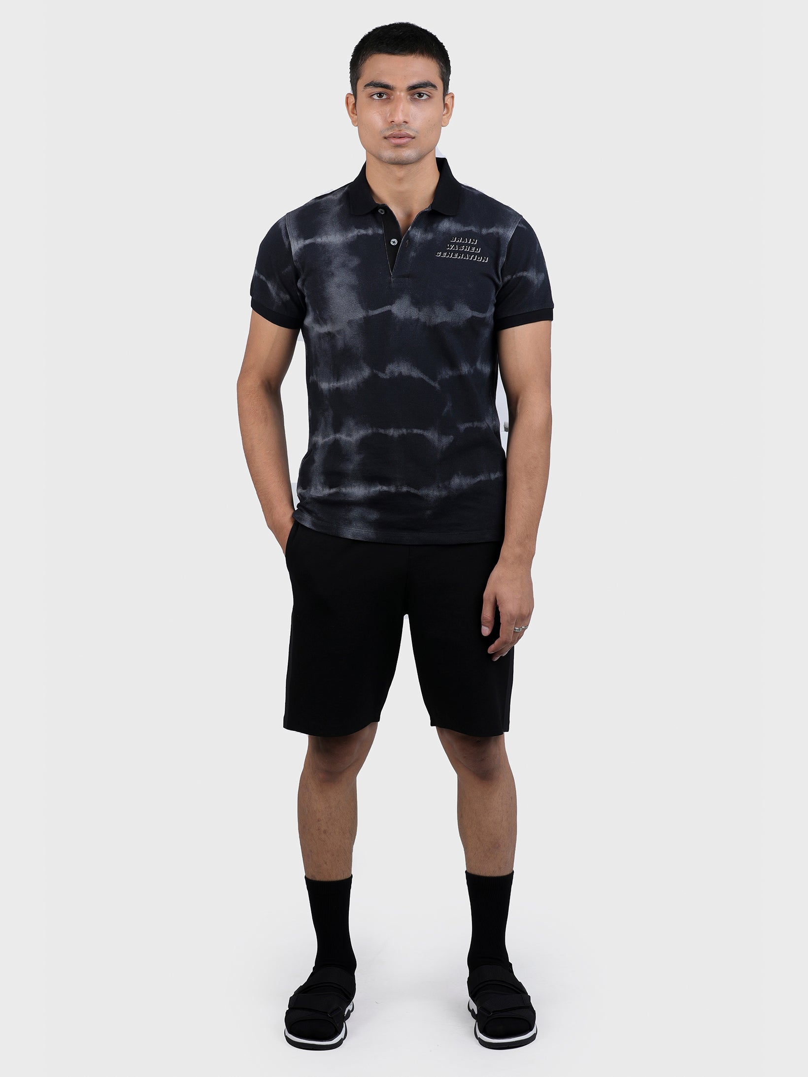 BRAINWASHED EMBROIDERED TIE DYE POLO