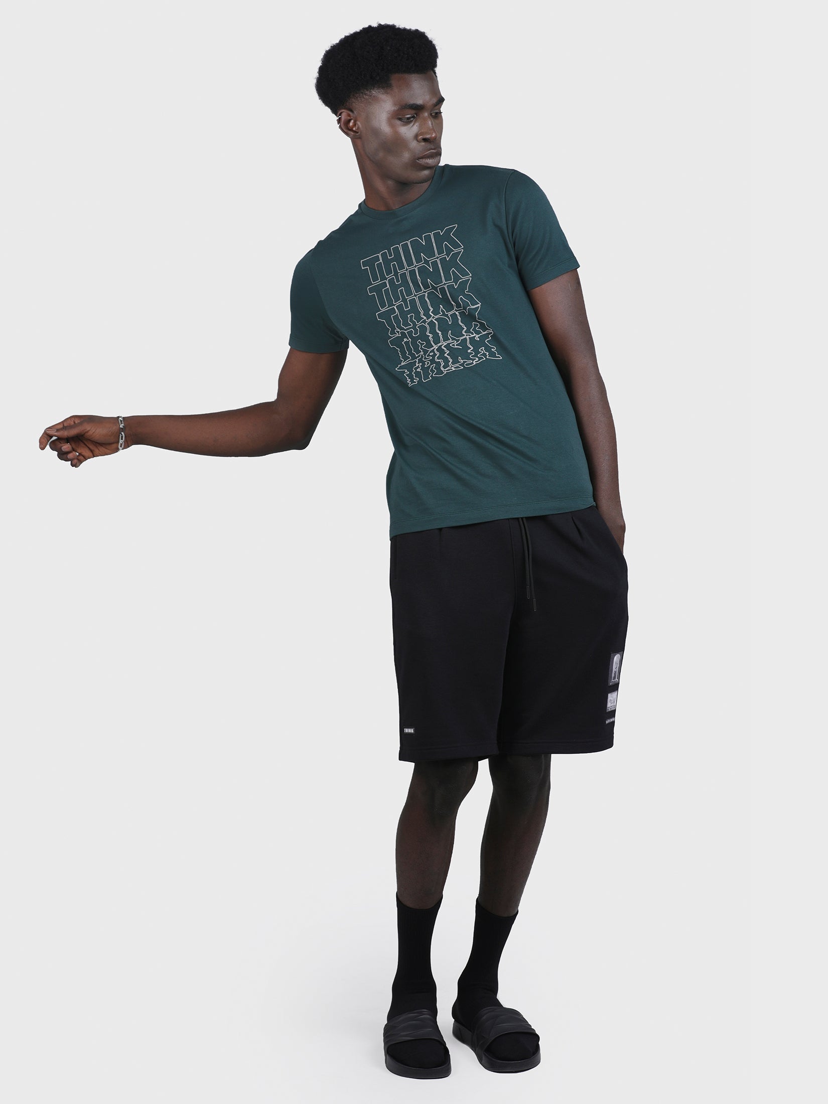 STAY CONFINED EMBROIDERED PRINTED TEE