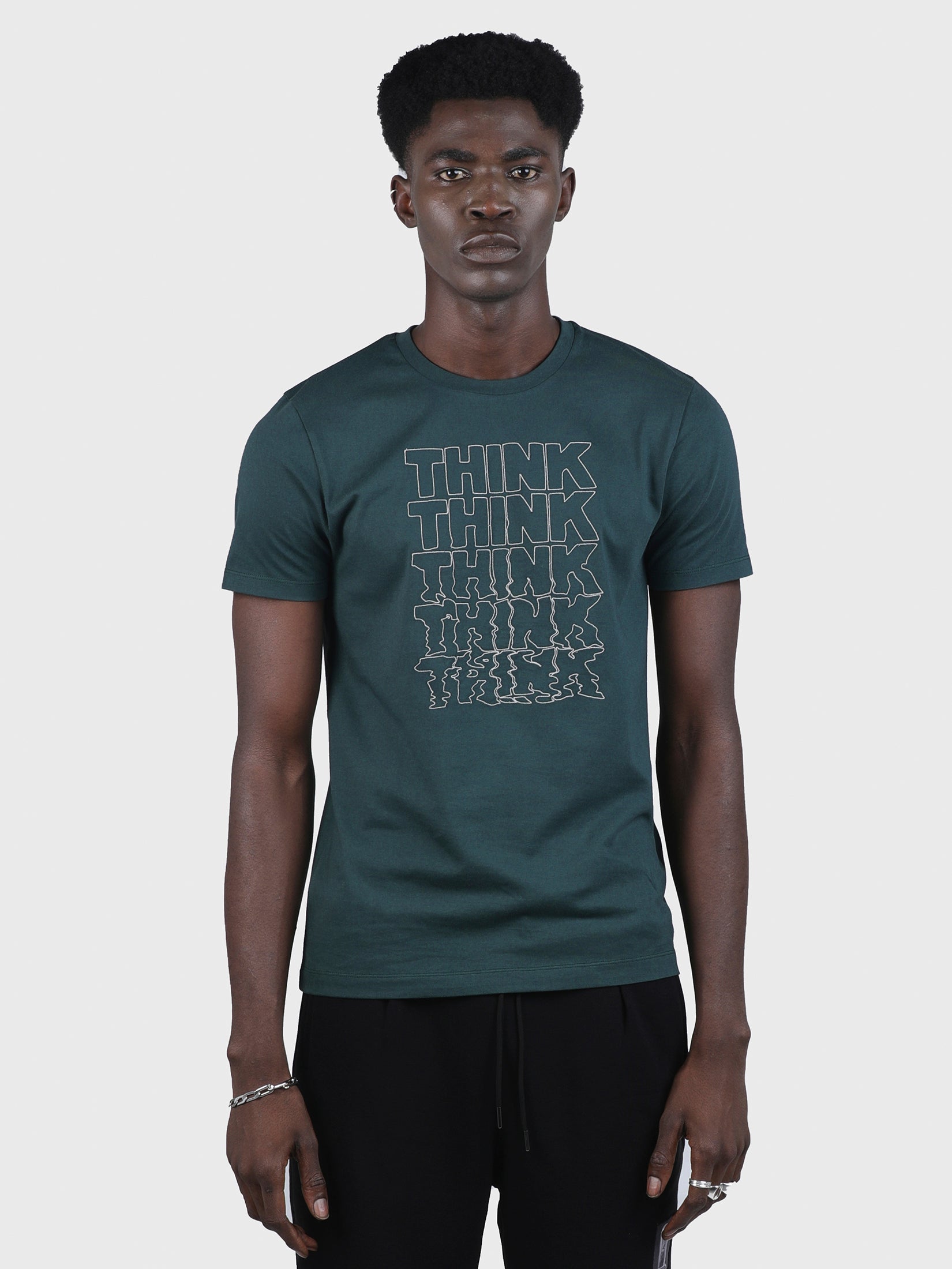 STAY CONFINED EMBROIDERED PRINTED TEE